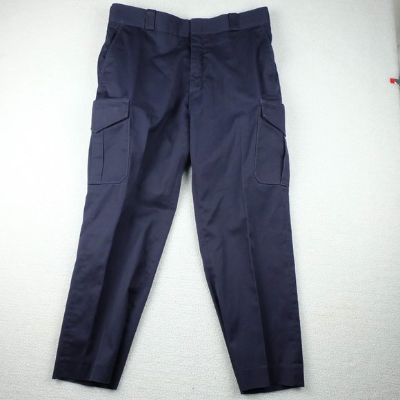 Vintage Cargo Pants Mens 38x30 Navy Blue Heavyweight Canvas Workwear Outdoor 80s - Picture 1 of 12
